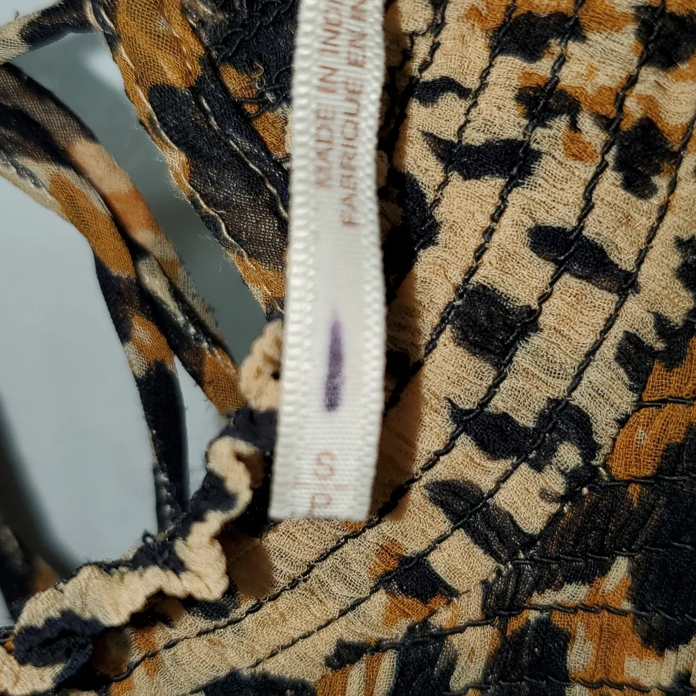 Free People Roma Leopard Print Mock Neck Blouse